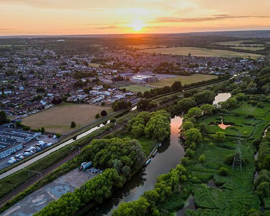 Aerial shot of Hoddesdon